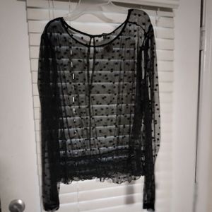 New sheer black polka dot blouse 3X